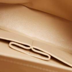 Pre Owned Chanel Light Beige Quilted Caviar Leather Small Classic Double Flap Bag