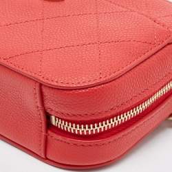 Pre Owned Chanel Red Quilted Caviar Leather Chic Affinity Belt Bag