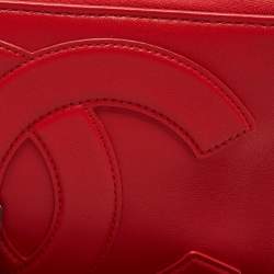 Pre Owned Chanel Red Leather CC Mania Double Zip Waist Belt Bag