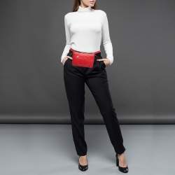 Pre Owned Chanel Red Leather CC Mania Double Zip Waist Belt Bag