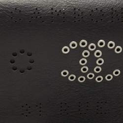 Pre Owned Chanel Black Leather Logo Eyelets Belt Bag