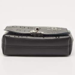 Pre Owned Chanel Black Leather Logo Eyelets Belt Bag