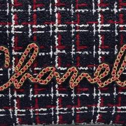 Pre Owned Chanel Multicolor Tweed Signature Zip Pouch