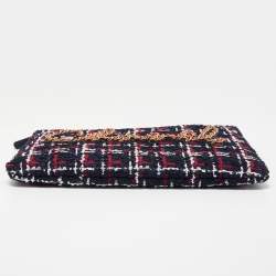 Pre Owned Chanel Multicolor Tweed Signature Zip Pouch