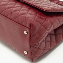 Chanel Red Caviar Leather and Lizard Embossed Leather Medium Coco Top Handle Bag