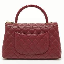 Chanel Red Caviar Leather and Lizard Embossed Leather Medium Coco Top Handle Bag