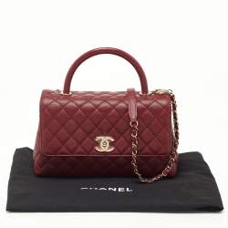 Chanel Red Caviar Leather and Lizard Embossed Leather Medium Coco Top Handle Bag