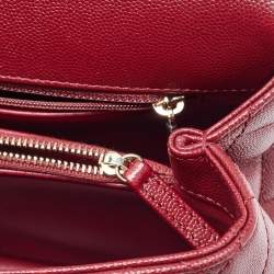 Chanel Red Caviar Leather and Lizard Embossed Leather Medium Coco Top Handle Bag