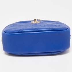 Pre Owned Chanel Blue Quilted Leather Small Casual Trip Camera Crossbody Bag