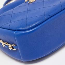 Pre Owned Chanel Blue Quilted Leather Small Casual Trip Camera Crossbody Bag
