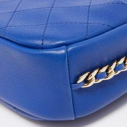 Pre Owned Chanel Blue Quilted Leather Small Casual Trip Camera Crossbody Bag