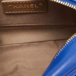 Pre Owned Chanel Blue Quilted Leather Small Casual Trip Camera Crossbody Bag