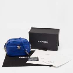 Pre Owned Chanel Blue Quilted Leather Small Casual Trip Camera Crossbody Bag