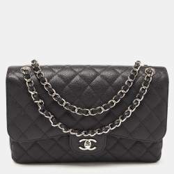 CHANEL Lambskin Quilted Jumbo Double Flap Dark Beige 1206523