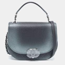Chanel Metallic Grey Ombre Quilted Caviar Leather Coco Curve Flap Bag