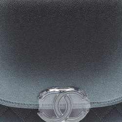 Pre Owned Chanel Metallic Grey Ombre Quilted Caviar Leather Coco Curve Flap Bag