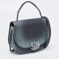 Pre Owned Chanel Metallic Grey Ombre Quilted Caviar Leather Coco Curve Flap Bag