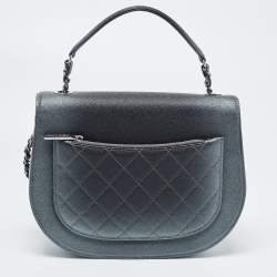 Pre Owned Chanel Metallic Grey Ombre Quilted Caviar Leather Coco Curve Flap Bag