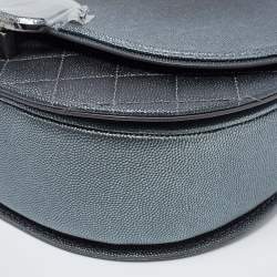 Pre Owned Chanel Metallic Grey Ombre Quilted Caviar Leather Coco Curve Flap Bag