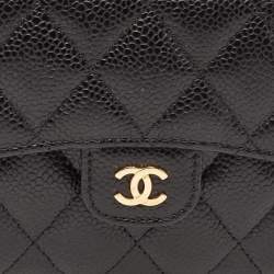 Chanel Black Quilted Caviar Leather Small Classic Flap Wallet