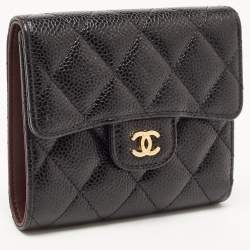 Chanel Black Quilted Caviar Leather Small Classic Flap Wallet