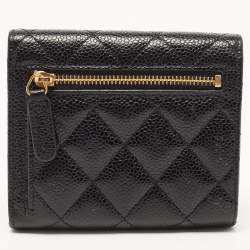 Chanel Black Quilted Caviar Leather Small Classic Flap Wallet