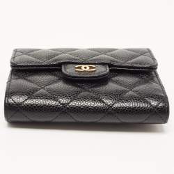 Chanel Black Quilted Caviar Leather Small Classic Flap Wallet