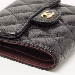 Chanel Black Quilted Caviar Leather Small Classic Flap Wallet