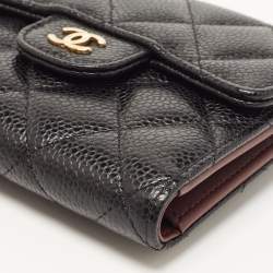 Chanel Black Quilted Caviar Leather Small Classic Flap Wallet