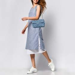 Chanel Blue Distressed Quilted Denim Medium Single Flap Bag Chanel