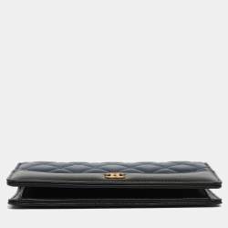 Chanel Blue/Black Quilted Leather Gabrielle Continental Wallet