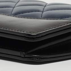 Chanel Blue/Black Quilted Leather Gabrielle Continental Wallet