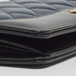 Chanel Blue/Black Quilted Leather Gabrielle Continental Wallet