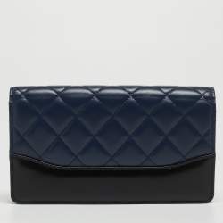 Chanel Blue/Black Quilted Leather Gabrielle Continental Wallet