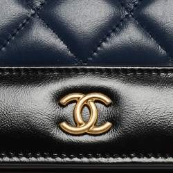 Chanel Blue/Black Quilted Leather Gabrielle Continental Wallet