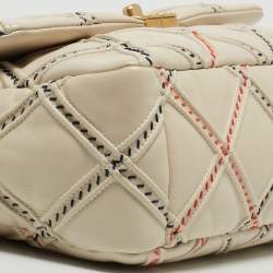 Chanel Light Beige Quilted Wild Stitched Leather Large 19 Flap Bag