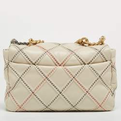 Chanel Light Beige Quilted Wild Stitched Leather Large 19 Flap Bag