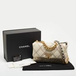 Chanel Light Beige Quilted Wild Stitched Leather Large 19 Flap Bag