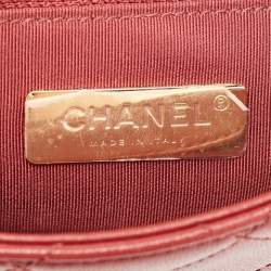 Pre Owned Chanel Dark Red Quilted Leather CC Flap Belt Bag