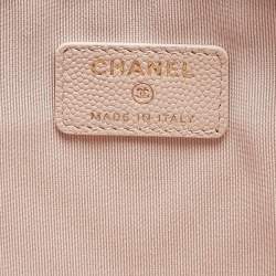Pre Owned Chanel Blush Pink Chevron Caviar Leather Large O-Case Zip Pouch