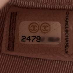 Pre Owned Chanel Blush Pink Chevron Caviar Leather Large O-Case Zip Pouch