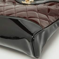 Pre Owned Chanel Black/Burgundy Quilted Patent Leather Mini 31 Shopping Tote