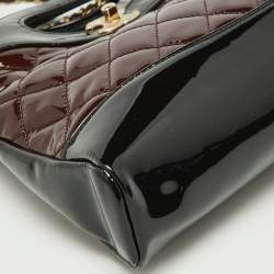 Pre Owned Chanel Black/Burgundy Quilted Patent Leather Mini 31 Shopping Tote