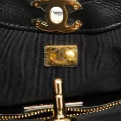 Pre Owned Chanel Black/Burgundy Quilted Patent Leather Mini 31 Shopping Tote