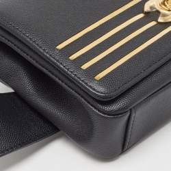 Pre Owned Chanel Black Caviar Leather Captain Gold Waist Bag