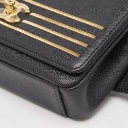 Pre Owned Chanel Black Caviar Leather Captain Gold Waist Bag