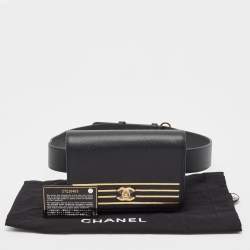 Pre Owned Chanel Black Caviar Leather Captain Gold Waist Bag