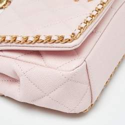 Pre Owned Chanel Pink Quilted Caviar Leather Mini Around Shoulder Bag
