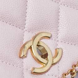 Pre Owned Chanel Pink Quilted Caviar Leather Mini Around Shoulder Bag