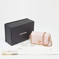 Pre Owned Chanel Pink Quilted Caviar Leather Mini Around Shoulder Bag